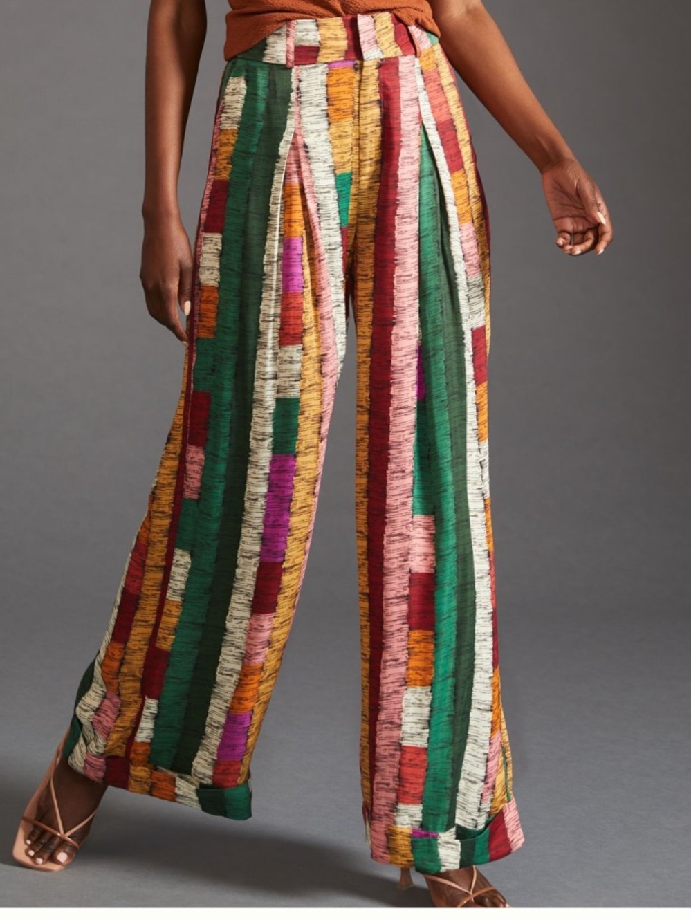 Farm Rio Printed Pants Wide Leg Color Block Viscose Pants Size Small